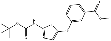 Methyl 3-(2-(tert-butoxycarbonyl)thiazol-5-ylthio)benzoate 结构式