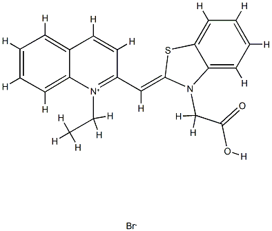 2-[[3-(carboxymethyl)benzothiazol-2-inylidene]methyl]-1-ethylquinolinium bromide 结构式
