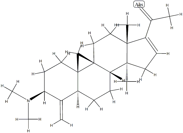 3β-(Dimethylamino)-14-methyl-4-methylene-9,19-cyclo-5α-pregn-16-en-20-one 结构式