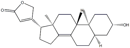3β-Hydroxy-5β-carda-8(14),20(22)-dienolide 结构式