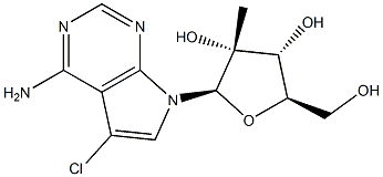 5-Chloro-7-(2-C-methyl-beta-D-ribofuranosyl)-7H-pyrrolo[2,3-d]pyrimidin-4-amine 结构式