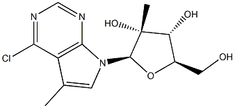 4-Chloro-5-methyl-7-(2-C-methyl-beta-D-ribofuranosyl)-7H-pyrrolo[2,3-d]pyrimidine 结构式