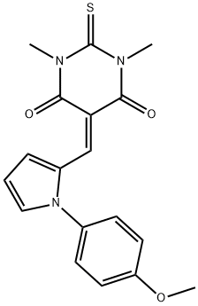 5-{[1-(4-methoxyphenyl)-1H-pyrrol-2-yl]methylene}-1,3-dimethyl-2-thioxodihydro-4,6(1H,5H)-pyrimidinedione 结构式