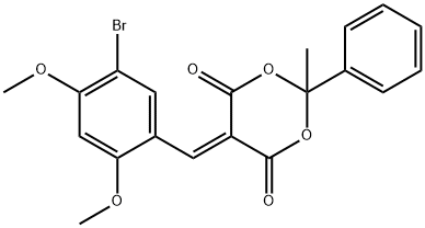 5-(5-bromo-2,4-dimethoxybenzylidene)-2-methyl-2-phenyl-1,3-dioxane-4,6-dione 结构式