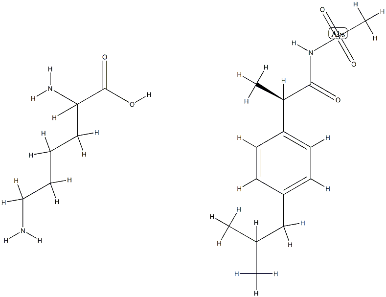 (ALPHAR)-ALPHA-甲基-4-(2-甲基丙基)-N-(甲基磺酰基)苯乙酰胺赖氨酸盐 结构式