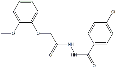 4-chloro-N'-[2-(2-methoxyphenoxy)acetyl]benzohydrazide 结构式