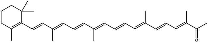 (3E,5E,7E,9E,11E,13E,15E,17E)-3,7,12,16-Tetramethyl-18-(2,6,6-trimethyl-1-cyclohexen-1-yl)-3,5,7,9,11,13,15,17-octadecaocten-2-one 结构式