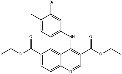 diethyl 4-(3-bromo-4-methylanilino)quinoline-3,6-dicarboxylate 结构式