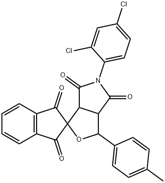 5-(2,4-dichlorophenyl)-1-(4-methylphenyl)-3a,6a-dihydrosprio[1H-furo[3,4-c]pyrrole-3,2'-(1'H)-indene]-1',3',4,6(2'H,3H,5H)-tetrone 结构式