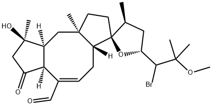 (18R)-19-Bromo-14,18-epoxy-3-hydroxy-20-methoxy-5-oxoophiobol-7-en-25-al 结构式
