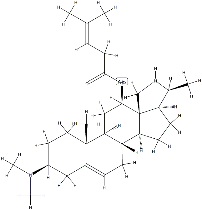 3β-(Dimethylamino)-23-norconanin-5-en-12β-ol 4-methyl-3-pentenoate 结构式
