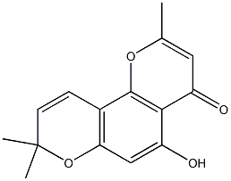 5-Hydroxy-2,8,8-trimethyl-4H,8H-benzo[1,2-b:3,4-b']dipyran-4-one 结构式