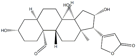 19-Oxo-3β,14,16β-trihydroxy-5β-card-20(22)-enolide 结构式