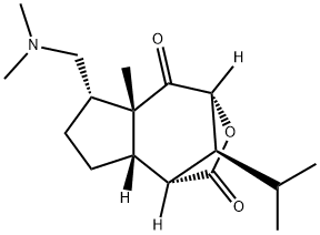 (1R,8aα,9S)-6β-[(Dimethylamino)methyl]-1,5a,6,7,8,8a-hexahydro-5aα-methyl-9-isopropyl-1,4α-methano-2H-cyclopent[d]oxepine-2,5(4H)-dione 结构式