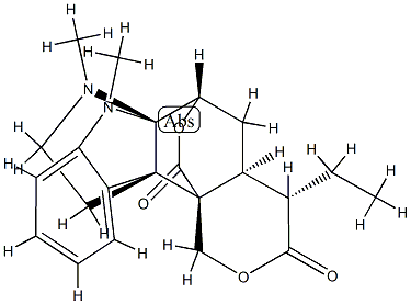 (4aS)-4β-Ethyl-4,4a,5,6-tetrahydro-7,16-dimethyl-1H,3H,7H-6α,11cα-(epoxymethano)-6aα,11bα-(iminoethano)pyrano[4,3-c]carbazole-3,12-dione 结构式