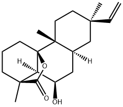 (1S)-1,3,4,4b,5,6,7,8,8aα,9,10,10aα-Dodecahydro-10β-hydroxy-1,4bβ,7-trimethyl-7β-vinyl-2H-4aβ,1β-(epoxymethano)phenanthren-12-one 结构式