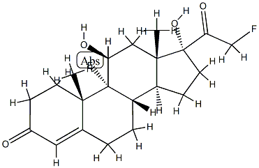 (8S,9R,10S,11S,13S,14S,17R)-9-fluoro-17-(2-fluoroacetyl)-11,17-dihydro xy-10,13-dimethyl-1,2,6,7,8,11,12,14,15,16-decahydrocyclopenta[a]phena nthren-3-one 结构式