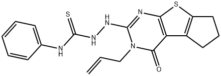 2-(3-allyl-4-oxo-3,5,6,7-tetrahydro-4H-cyclopenta[4,5]thieno[2,3-d]pyrimidin-2-yl)-N-phenylhydrazinecarbothioamide 结构式
