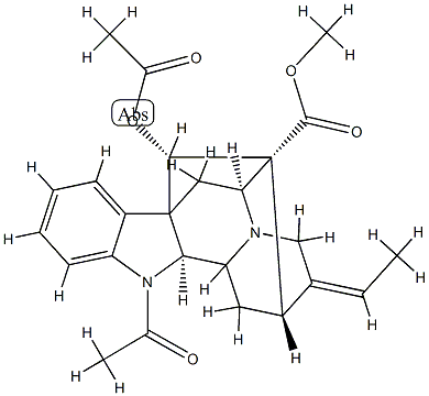 (2α,17S,19E)-1-Acetyl-19,20-didehydro-1-demethyl-17-(acetyloxy)ajmalan-16-carboxylic acid methyl ester 结构式