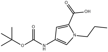 1H-Pyrrole-2-carboxylicacid,4-[[(1,1-dimethylethoxy)carbonyl]amino]-1-propyl-(9CI) 结构式