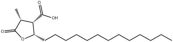 (2S)-Tetrahydro-4β-methyl-5-oxo-2-tridecyl-3β-furancarboxylic acid 结构式