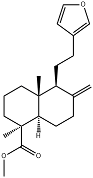 (1S,8aα)-5β-[2-(3-Furanyl)ethyl]decahydro-1,4aβ-dimethyl-6-methylene-1β-naphthalenecarboxylic acid methyl ester 结构式