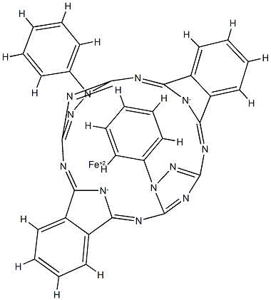 [8,20-dihydro-8,20-diphenyl-5,24:12,17-diimino-7,10:22,19-dinitrilodibenz[f,p][1,2,4,9,11,12,14,19]octaazacycloicosinato(2-)-N25,N26,N27,N28]iron 结构式