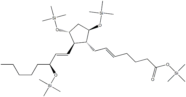 (5Z,9β,11α,13E,15S)-9,11,15-Tris[(trimethylsilyl)oxy]prosta-5,13-dien-1-oic acid trimethylsilyl ester 结构式