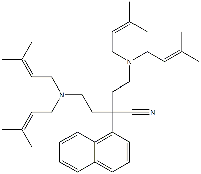 α,α-Bis[2-[bis(3-methyl-2-butenyl)amino]ethyl]-1-naphthaleneacetonitrile 结构式