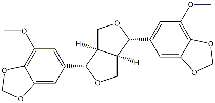 (+)-5,5'-[(1S,3aβ,6aβ)-Tetrahydro-1H,3H-furo[3,4-c]furan-1β,4β-diyl]bis[7-methoxy-1,3-benzodioxole] 结构式