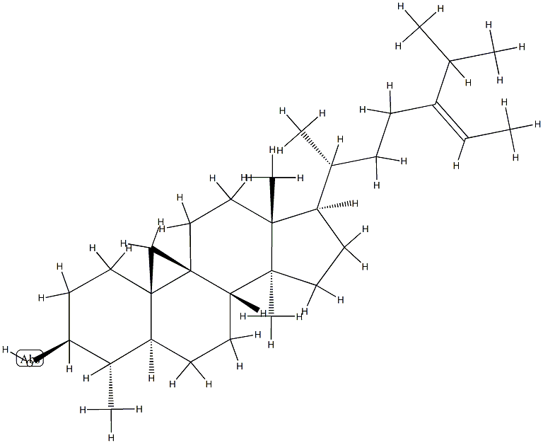 (24Z)-4α,14-Dimethyl-9β,19-cyclo-5α-stigmast-24(28)-en-3β-ol 结构式