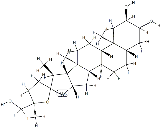 [25R,(-)]-22α,25-Epoxy-5α-furostane-2α,3β,26-triol 结构式