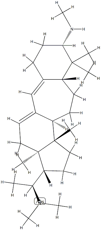 [20S,(+)]-N,N',N',4,4,14-Hexamethyl-B(9a)-homo-19-nor-5α-pregna-9(11),9a-diene-3β,20-diamine 结构式