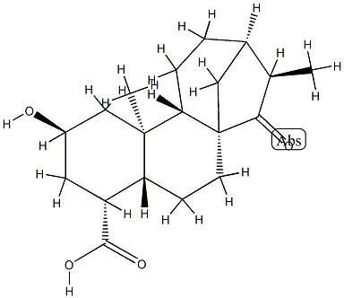 (4α)-2β-Hydroxy-15-oxo-19-norkauran-18-oic acid 结构式