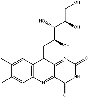 1-Deoxy-1-(2,3,4,10-tetrahydro-7,8-dimethyl-2,4-dioxopyrimido[5,4-b]quinolin-10-yl)-D-ribitol 结构式