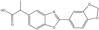 α-Methyl-2-(3,4-methylenedioxyphenyl)-5-benzoxazoleacetic acid 结构式