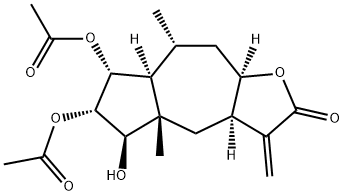 (3aR,3aα,7aα,9aα)-6α,7α-Bis(acetyloxy)-3a,4,4a,5,6,7,7a,8,9,9a-decahydro-5β-hydroxy-4aβ,8α-dimethyl-3-methyleneazuleno[6,5-b]furan-2(3H)-one 结构式