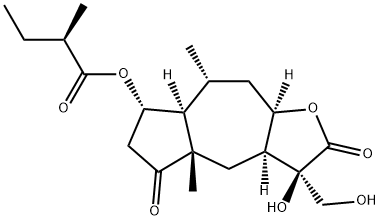 (R)-2-Methylbutanoic acid (3R,3aα,7aα,9aα)-dodecahydro-3-hydroxy-3-hydroxymethyl-4aβ,8α-dimethyl-2,5-dioxoazuleno[6,5-b]furan-7α-yl ester 结构式