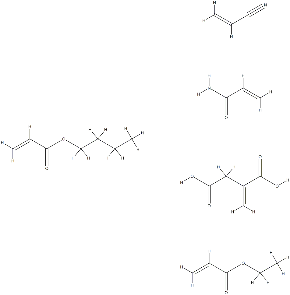 亚甲基丁二酸与2-丙烯酸丁酯、2-丙烯酸乙酯、2-丙烯酰胺和2-丙烯腈的聚合物 结构式