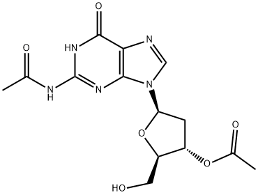 2-Acetylamino-9-(3-O-acetyl-2-deoxy-β-D-ribofuranosyl)-9H-purin-6(1H)-one 结构式