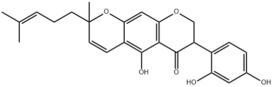 7-(2,4-Dihydroxyphenyl)-7,8-dihydro-5-hydroxy-2-methyl-2-(4-methyl-3-pentenyl)-2H,6H-benzo[1,2-b:5,4-b']dipyran-6-one 结构式