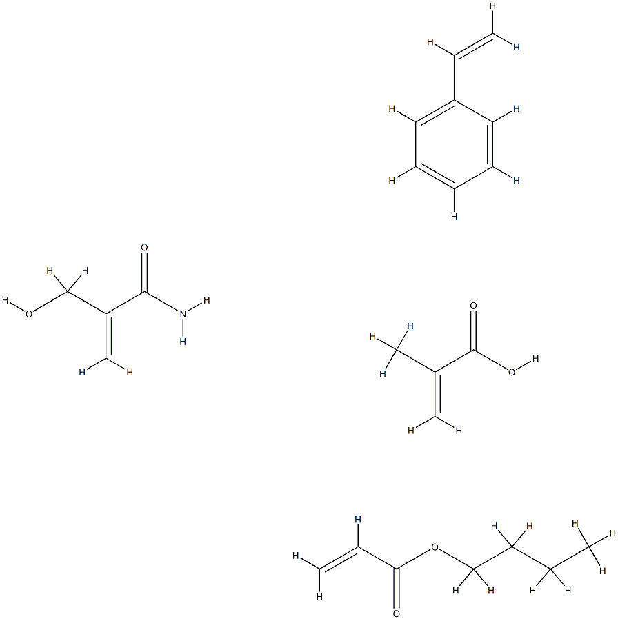 2-甲基-2-丙烯酸、2-丙烯酸丁酯、苯乙烯和N-(羟甲基)-2-丙烯酰胺的聚合物 结构式