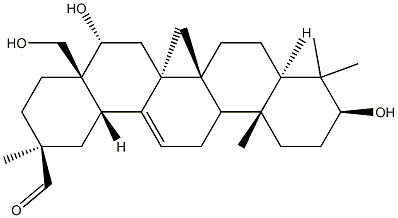(20S)-3β,16α,28-Trihydroxyolean-12-en-29-al 结构式