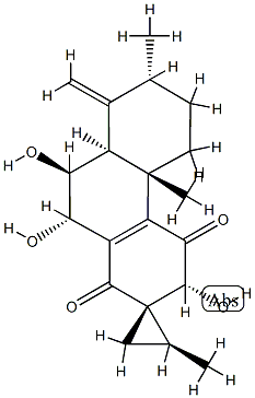 (1S,2S,3'R,4'bS,7'R,9'S,10'S)-4'b,5',6',7',8',8'aβ,9',10'-Octahydro-3',9',10'-trihydroxy-2,4'b,7'-trimethyl-8'-methylenespiro[cyclopropane-1,2'(1'H)-phenanthrene]-1',4'(3'H)-dione 结构式