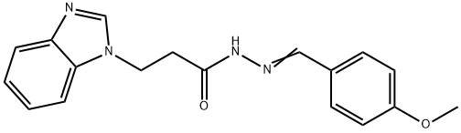 (E)-3-(1H-benzo[d]imidazol-1-yl)-N-(4-methoxybenzylidene)propanehydrazide 结构式