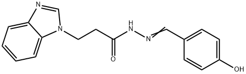 (E)-3-(1H-benzo[d]imidazol-1-yl)-N-(4-hydroxybenzylidene)propanehydrazide 结构式