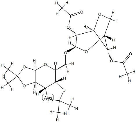 6-O-(2-O,4-O-Diacetyl-3,6-anhydro-1-deoxy-β-D-galactopyranos-1-yl)-1-O,2-O:3-O,4-O-diisopropylidene-α-D-galactopyranose 结构式