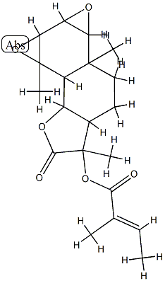2-Methyl-2-butenoic acid dodecahydro-2b,5,7c-trimethyl-6-oxobisoxireno[5,6:7,8]naphtho[1,2-b]furan-5-yl ester 结构式