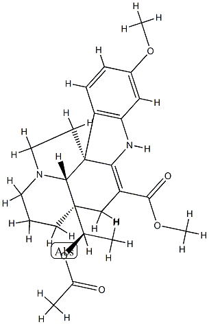 (5α,12R,19α,20R)-20-Acetoxy-2,3-didehydro-16-methoxyaspidospermidine-3-carboxylic acid methyl ester 结构式