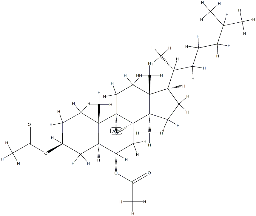 8α,9-Epoxy-14-methyl-5α-cholestane-3β,6α-diol diacetate 结构式